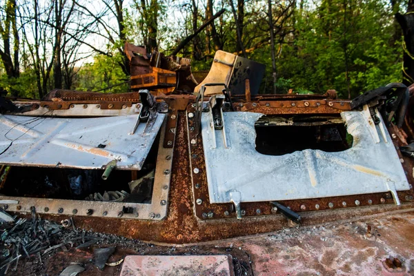 Een Oekraïens Leger Btr Pantservoertuig Werd Vernietigd Door Artillerievuur Gevechtszone — Stockfoto