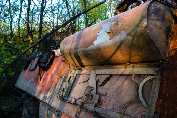 Obrněné Vozidlo Ukrajinské Armády Btr Bylo Zničeno Dělostřeleckou Palbou Bojové — Stock fotografie