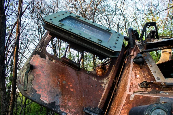 Een Oekraïens Leger Btr Pantservoertuig Werd Vernietigd Door Artillerievuur Gevechtszone — Stockfoto