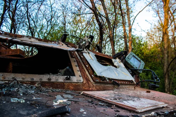 Veicolo Blindato Dell Esercito Ucraino Btr Stato Distrutto Fuoco Artiglieria — Foto Stock