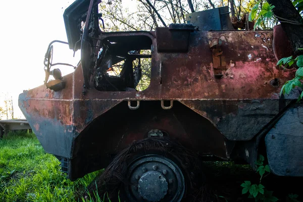 Vehículo Blindado Btr Del Ejército Ucraniano Fue Destruido Por Fuego — Foto de Stock