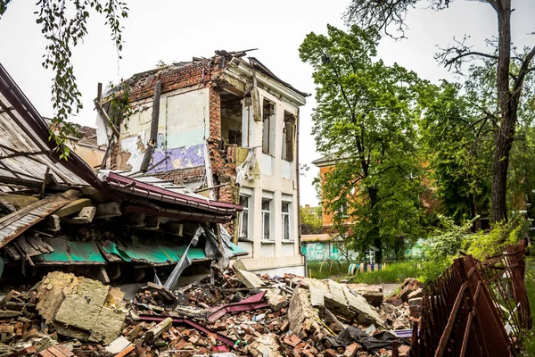 Sloviansk Ucrania Mayo 2023 Edificio Una Zona Residencial Sloviansk Fue — Foto de Stock