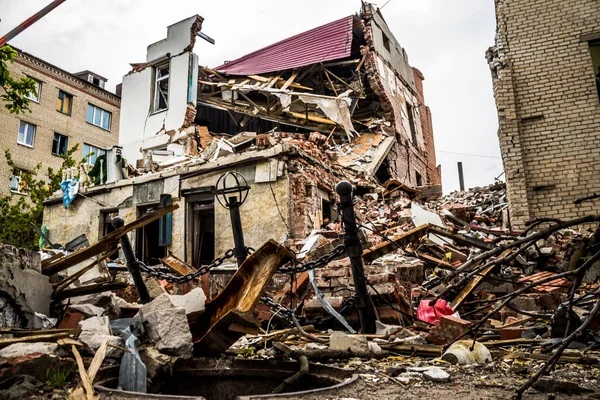Sloviansk Ukraine May 2023 Building Residential Area Sloviansk Hit Hard — Stock Photo, Image