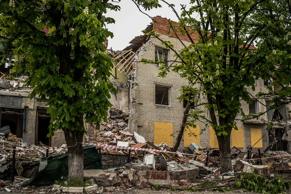 Sloviansk Ucrania Mayo 2023 Edificio Una Zona Residencial Sloviansk Fue — Foto de Stock