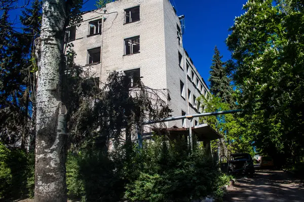 Tschassiw Jar Ukraine Mai 2023 Beschädigte Gebäude Der Stadt Tschassiw — Stockfoto