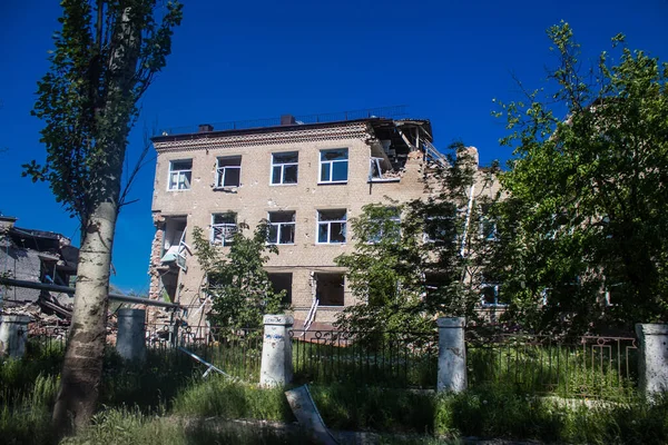 Tchassiv Yar Oekraïne Mei 2023 Beschadigde Gebouwen Gelegen Stad Tchassiv — Stockfoto