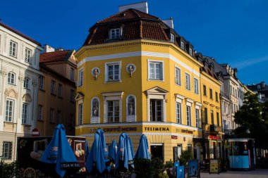 Varşova, Polonya - 28 Mayıs 2023 Varşova şehir merkezi, sembolik bir şehir ve Polonya 'nın başkenti.