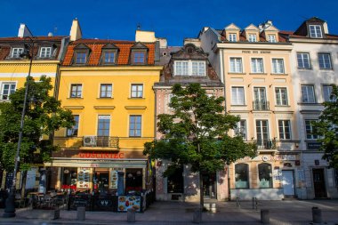 Varşova, Polonya - 28 Mayıs 2023 Varşova şehir merkezi, sembolik bir şehir ve Polonya 'nın başkenti.