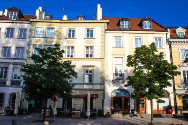 Varşova, Polonya - 28 Mayıs 2023 Varşova şehir merkezi, sembolik bir şehir ve Polonya 'nın başkenti.