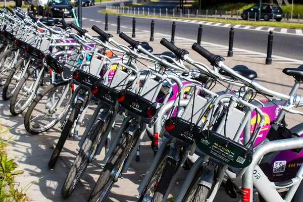 Warsaw Poland May 2023 Accessible Bicycles Hire Short Periods Time — Stock Photo, Image