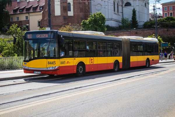 Varsovie Pologne Mai 2023 Conduite Autobus Dans Les Rues Varsovie — Photo