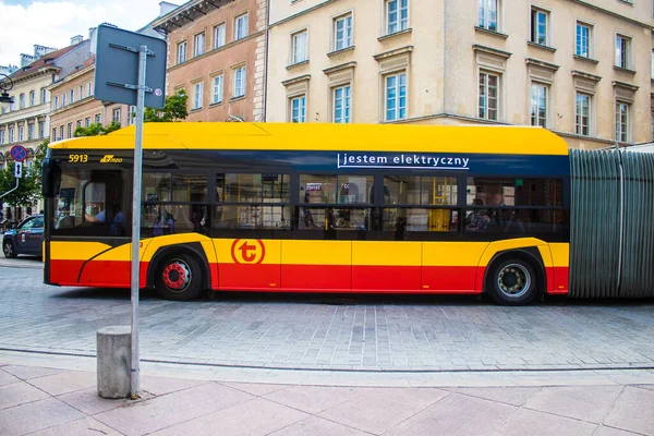 Warsaw Poland May 2023 Bus Driving Streets Warsaw Part Transport — Stock Photo, Image