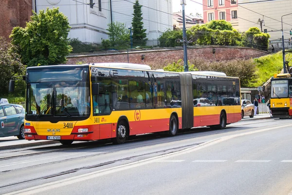 Varsovie Pologne Mai 2023 Conduite Autobus Dans Les Rues Varsovie — Photo