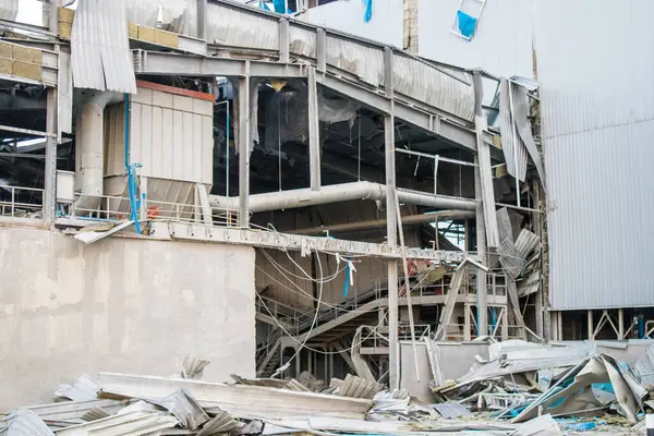 Damaged Buildings Zeus Ceramics Factory Sloviansk Russian Army Bombs Civilian — Stock Photo, Image