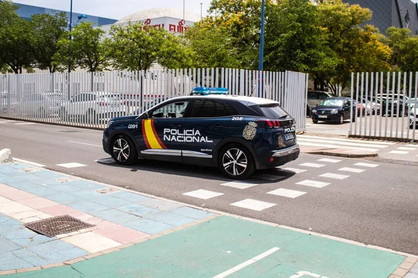 Sevilha Espanha Junho 2023 Carro Polícia Dirigindo Centro Cidade Sevilha — Fotografia de Stock
