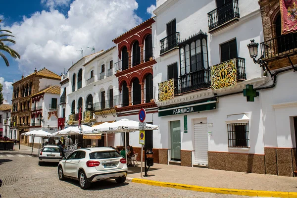 stock image Carmona, Spain - June 10, 2023 Architecture and cityscape of Carmona's town. View of the narrow white streets of one of the oldest cities in Europe and an emblematic place in Andalusia, southern Spain