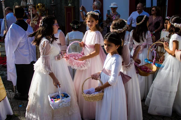 Carmona Spain June 2023 Young Children Participating Feast Corpus Christi — Stock Photo, Image