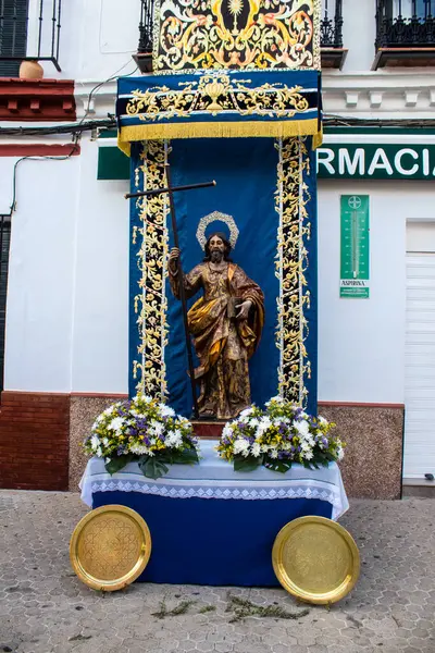 stock image Carmona, Spain - June 11, 2023 Catholic religious artefacts used during the feast of Corpus Christi. The procession takes place in the city of Carmona in southern Spain