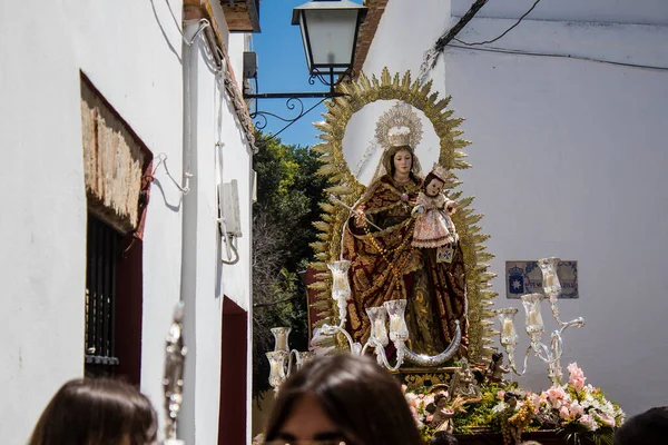 Carmona Španělsko Června 2023 Katolické Náboženské Artefakty Používané Během Svátku — Stock fotografie