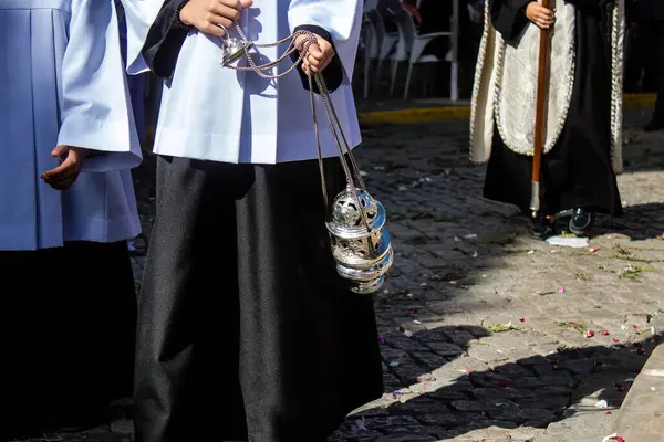 Corpus Christi Geçit Törenine Katılan Katolik Cemaatinden Bir Çocuk Nın — Stok fotoğraf