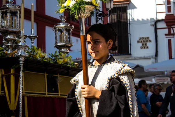 Catholic Parish Child Participating Corpus Christi Procession Age Old Tradition — Stock Photo, Image
