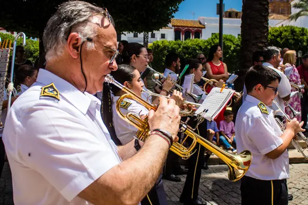 Banda Música Participando Procesión Del Corpus Christi Una Tradición Milenaria —  Fotos de Stock