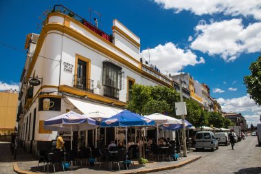 Sevilla, İspanya - 13 Haziran 2023 Sevilla şehir merkezi, sembolik bir şehir ve Endülüs 'ün başkenti..