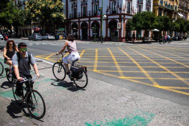Sevilla, İspanya - 13 Haziran 2023 Sevilla şehir merkezi, sembolik bir şehir ve Endülüs 'ün başkenti..