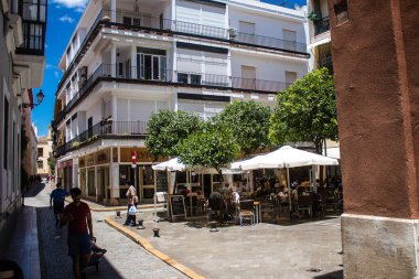 Sevilla, İspanya - 13 Haziran 2023 Sevilla şehir merkezi, sembolik bir şehir ve Endülüs 'ün başkenti..