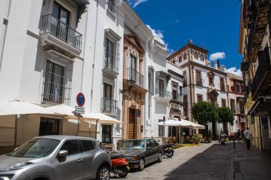 Sevilla, İspanya - 13 Haziran 2023 Sevilla şehir merkezi, sembolik bir şehir ve Endülüs 'ün başkenti..