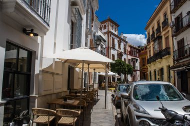 Sevilla, İspanya - 13 Haziran 2023 Sevilla şehir merkezi, sembolik bir şehir ve Endülüs 'ün başkenti..