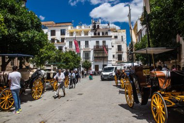 Sevilla, İspanya - 13 Haziran 2023 Sevilla şehir merkezi, sembolik bir şehir ve Endülüs 'ün başkenti..