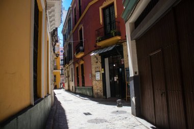 Sevilla, İspanya - 13 Haziran 2023 Sevilla şehir merkezi, sembolik bir şehir ve Endülüs 'ün başkenti..