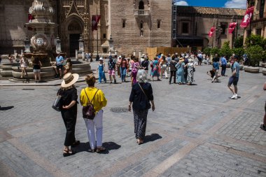 Sevilla, İspanya - 13 Haziran 2023 Sevilla şehir merkezi, sembolik bir şehir ve Endülüs 'ün başkenti..