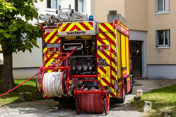 Реймс Франция Июня 2023 Года Пожарный Грузовик Пожарных Время Интервенции — стоковое фото