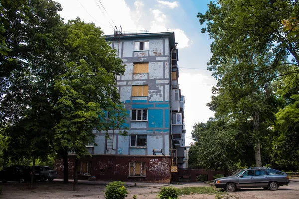 Zaporizhia Ukraine Juillet 2023 Bâtiment Est Restauré Suite Une Attaque — Photo