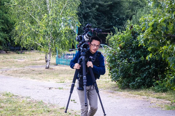 Fletcher Yeung Camera Operators Working Nick Dole Europe Correspondent Abc — Stock Photo, Image