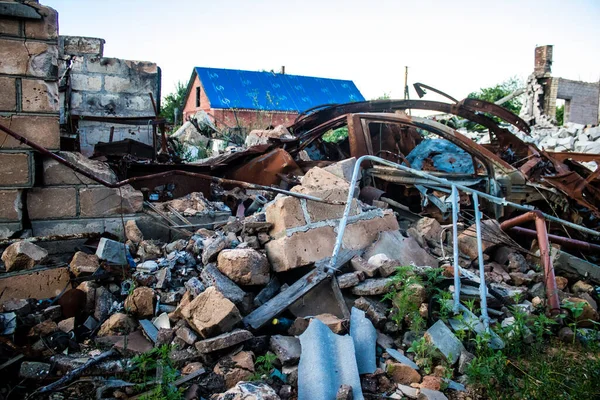Beschadigd Gebouw Gelegen Stad Kam Yanka Civiele Infrastructuur Het Bevoorrechte — Stockfoto