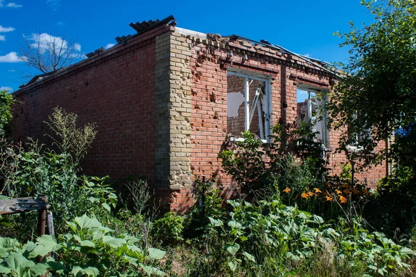 Kam Yanka Kasabasında Hasar Gören Bina Sivil Altyapılar Rus Ordusunun — Stok fotoğraf