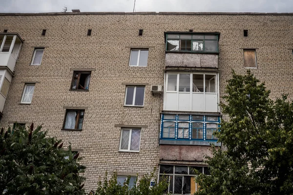 Здания Сильно Повреждены Бомбардировками Время Битвы Лаймане Последовавшей Российским Вторжением — стоковое фото