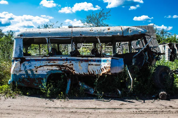 Kam Yanka Ucrânia Julho 2023 Veículo Civil Destruído Pelo Exército — Fotografia de Stock