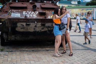 Kyiv, Ukraine - July 19, 2023 The exhibition of destroyed Russian military equipment is an outdoor exhibit and features Russian military equipment that has been captured and destroyed by Ukraine since the start of the war. 