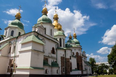 Kyiv, Ukraine - July 20, 2023 Saint Sophia Cathedral in Kyiv, an architectural monument of Kievan Rus. The former cathedral is one of the city's best known landmarks and the first heritage site in Ukraine to be inscribed on the World Heritage List. 
