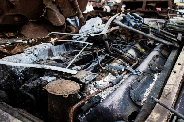 stock image Kyiv, Ukraine - July 31, 2023 Close-up of Russian military equipment destroyed by Ukraine since the start of the war at an outdoor exhibition in central Kyiv.