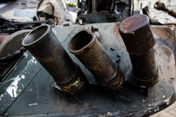 Kyjev Ukrajina Července 2023 Detailní Záběr Ruského Vojenského Vybavení Zničeného — Stock fotografie