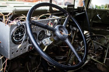 Kyiv, Ukrayna - 31 Temmuz 2023 Ukrayna 'da savaşın başlangıcından bu yana Rusya' nın askeri teçhizatının yakın çekimleri Kyiv şehir merkezindeki açık hava sergisinde gerçekleşti..