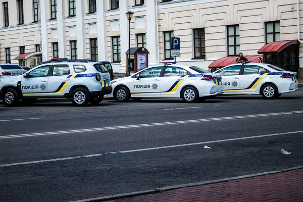 Kiew Ukraine August 2023 Polizeiwagen Rollen Durch Die Straßen Von — Stockfoto