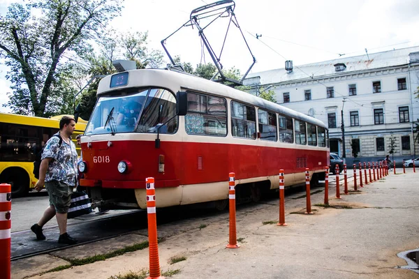 Κίεβο Ουκρανία Αυγούστου 2023 Τραμ Τροχαίο Στο Κέντρο Του Κίεβο — Φωτογραφία Αρχείου