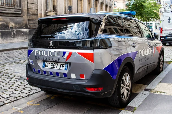 Реймс Франція Серпня 2023 Поліцейський Автомобіль Припаркований Центрі Реймса Емблематичне — стокове фото