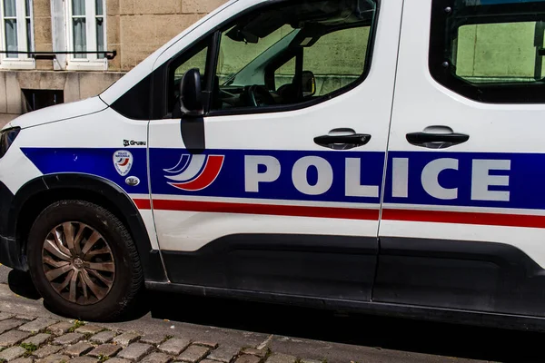 Reims Γαλλία Αυγούστου 2023 Αστυνομικό Αυτοκίνητο Σταθμευμένο Στο Κέντρο Της — Φωτογραφία Αρχείου